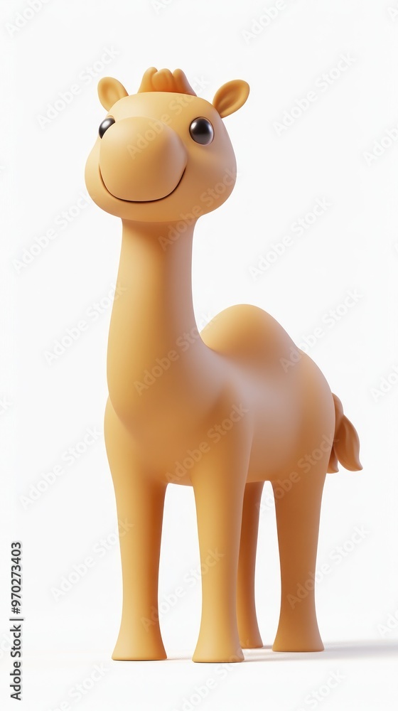 Poster A cheerful cartoon camel character with a smiling face and simple design.