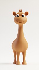 A cheerful cartoon camel with large eyes and a friendly smile, designed for children's content.
