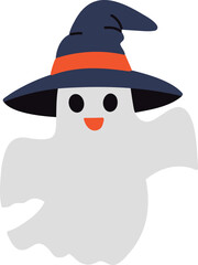 White Ghost Spirit Halloween Illustration Clipart