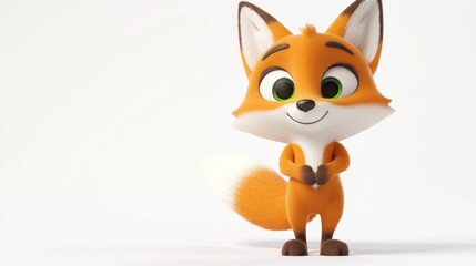 Obraz premium A cheerful cartoon fox character with a friendly expression and vibrant colors.