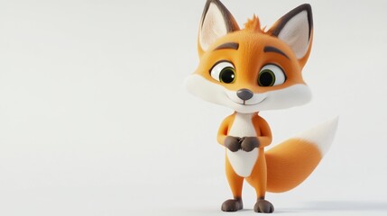 Obraz premium A cheerful cartoon fox character with a friendly expression, designed for animation or storytelling.