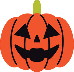 Cute Orange Pumpkin Halloween Illustration Clipart