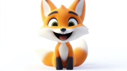 Obraz premium A cheerful cartoon fox with a bright smile and vibrant colors, designed for playful appeal.