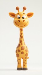 A cheerful cartoon giraffe with a friendly expression, designed for children's entertainment.