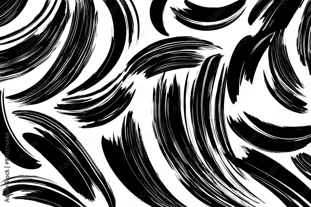 Poster dynamic black and white vector pattern featuring energetic brush strokes swirling lines and abstract