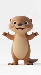 A cheerful cartoon otter with a friendly expression, standing with arms outstretched.