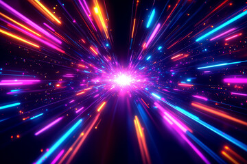 Naklejka premium スピード感のあるカラフルな光の放射状の線