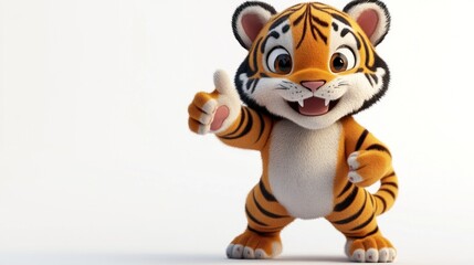 A cheerful cartoon tiger character giving a thumbs-up gesture.