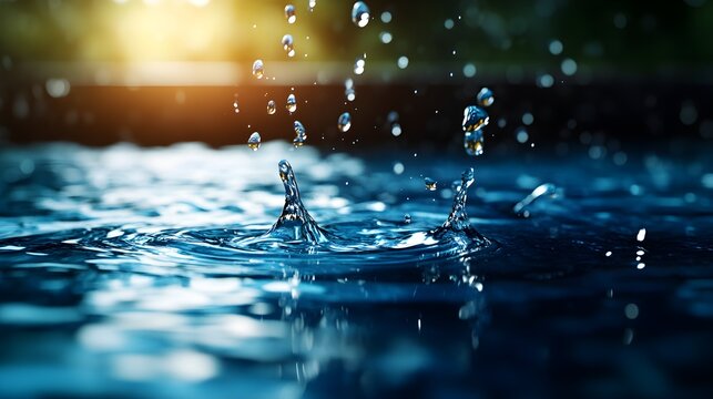 Realistic, highly detailed shot of water pooling on floor tiles, gentle ripples and splashes, soft natural lighting, symbolizing the onset of flooding and insurance needs