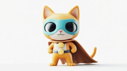 Obraz premium A cute cartoon cat character wearing a mask and cape, embodying a superhero theme.