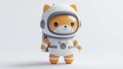 A cute cartoon cat in an astronaut suit, designed for playful and imaginative themes.