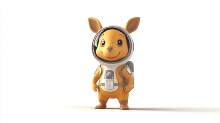 Naklejka premium A cute cartoon character in a space suit, ready for an adventure in space exploration.