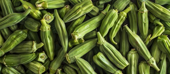 Fototapeta premium Fresh Okra Lady Finger Full Frame Crop