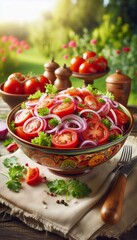 Tomatensalat mit roten Zwiebeln