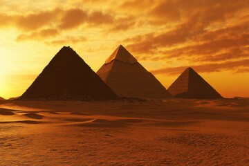 Retro 16-Bit Pixel Pyramids with Hieroglyphs under Open Sky for Copy Space
