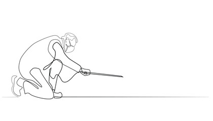 continuous line of pest control. one line drawing of pest controller spraying disinfectant. isolated white background