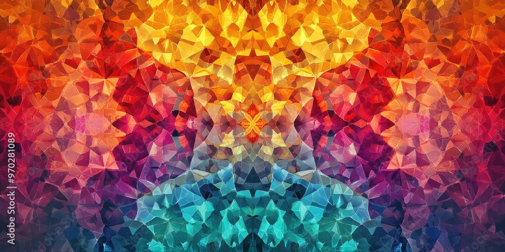 Poster vibrant abstract kaleidoscope background featuring a stunning array of colorful mosaic textures in a