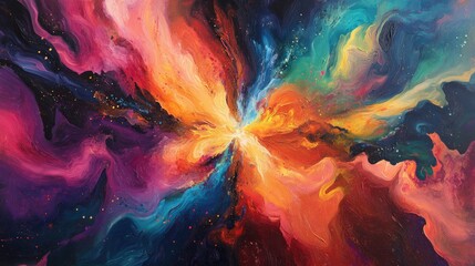 Vibrant abstract fantasy artwork featuring an explosion of color