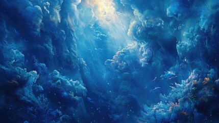 Deep blue imaginative backdrop