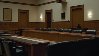 Fototapeta premium An empty courtroom awaiting the fair work of justice 20
