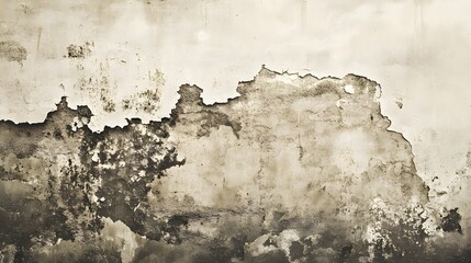 A vintage-inspired scene of a decaying wall, mold and peeling paint highlighted with soft sepia tones, water splashes creating dynamic motion, representing a need for home insurance coverage