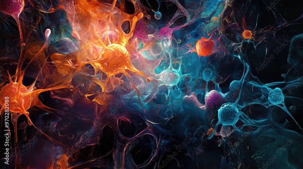Poster abstract neuron series an artistic composition of shapes colors and elements exploring themes of the