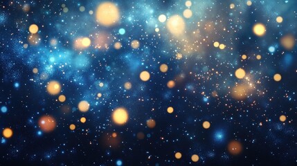 Enchanting abstract backdrop featuring a stunning blue starry sky with glowing stars in pitch darkness A whimsical galaxy filled with shimmering magical dust particles illustrated in 2D