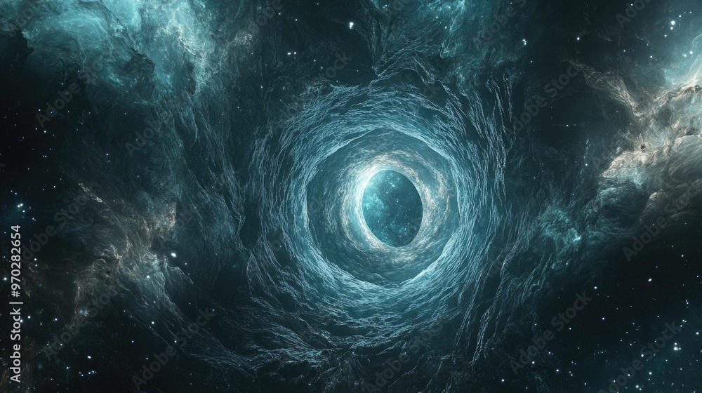 Aufkleber vortex tunnel background representing a wormhole transporting through time and space in a sci fi the