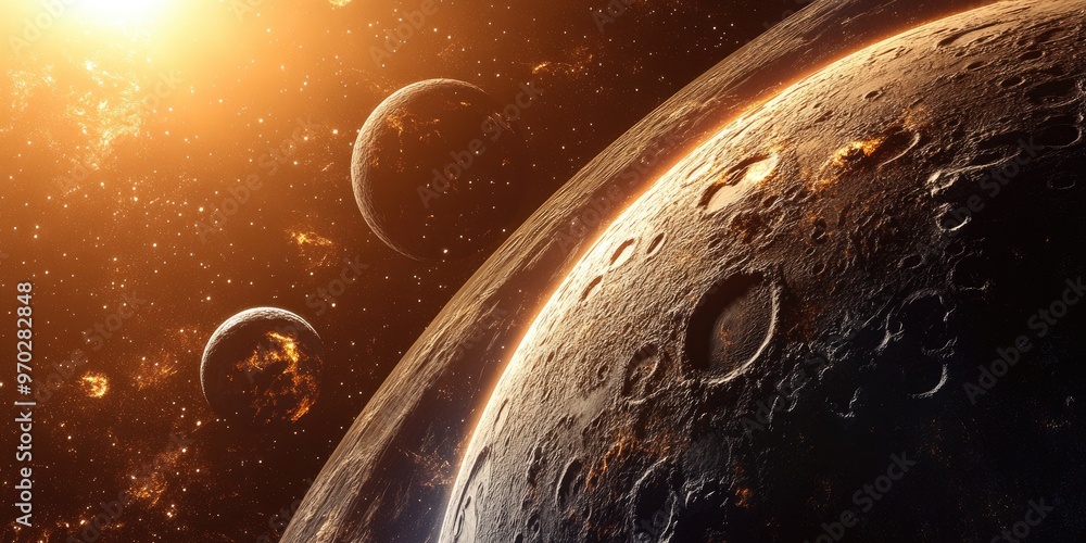Poster abstract image of a planetary concept in the vastness of outer space