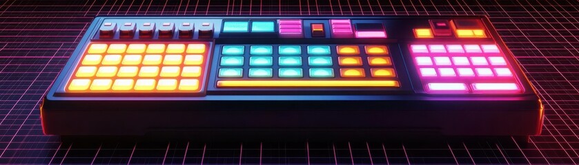 Obraz premium A vibrant music production controller with colorful buttons and pads, perfect for modern electronic music production.