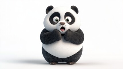 A cute cartoon panda with a surprised expression, emphasizing playfulness and charm.