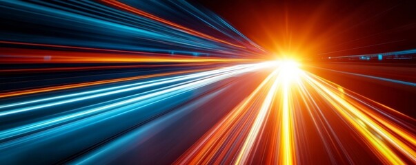 Light trails in motion, abstract speed concept