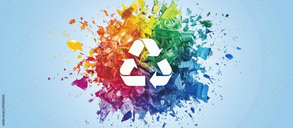 Aufkleber vibrant spherical cluster of recycle arrows creating a dynamic pattern abstract design featuring a b