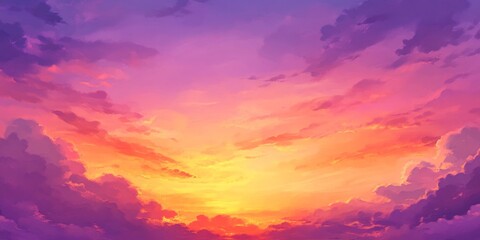 Vibrant Sunset Sky With Painted Clouds