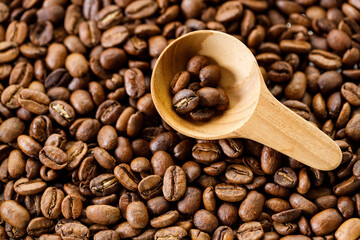 Fototapeta premium Aromatic flavorful Roasted Specialty Coffee Beans Background