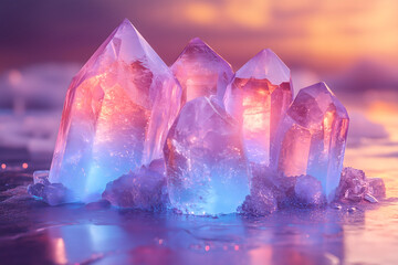 Dreamy light and shadow of purple crystal