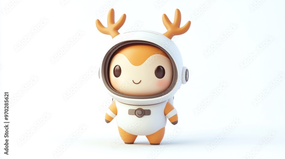 Poster A cute deer character in a space suit, designed for playful and imaginative themes.