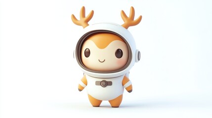A cute deer character in a space suit, designed for playful and imaginative themes.