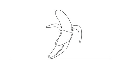 continuous line of bananas.one line drawing of banana peeling off its skin.one line concept of bananas ready to be eaten