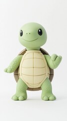 A cute green turtle figure with a smiling expression, designed for play or display.
