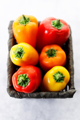 Colorful Sweet Pepper Chili, Baby Small Bell Pepper on white background