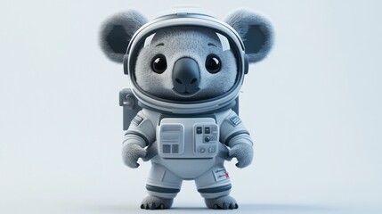 A cute koala in a space suit, ready for an adventure in outer space.