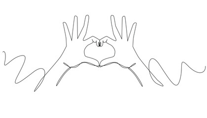 continuous line drawing of hands giving a gesture of love.single line of two hands forming a sign of love.sign of love one line concept