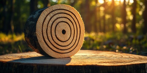 Bright arrow shooting up towards a goal with a 3D target on top of wooden blocks, representing business growth and technology trends