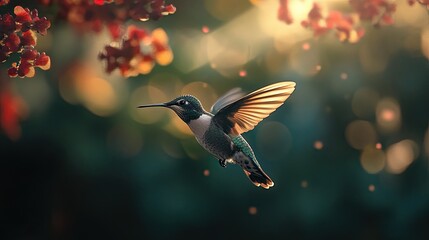 Naklejka premium hummingbird isolated on abstract background