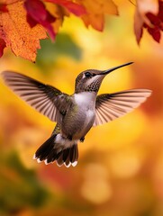 Fototapeta premium hummingbird isolated on autumn background