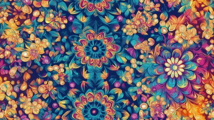 Raster pattern featuring a decorative cover for a holiday invitation A colorful mandala design creates an abstract luxurious ornate texture offering a brilliant ornamental background for various de