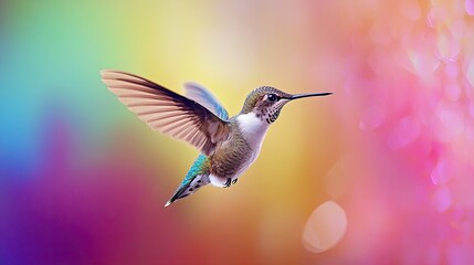 Naklejka premium hummingbird isolated on colorful background