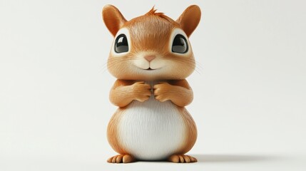 Fototapeta premium A cute, cartoon-style squirrel with large eyes and a friendly expression.