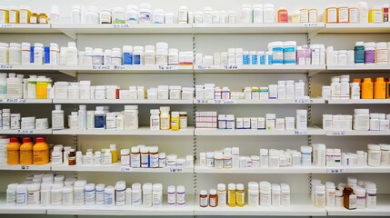 Assortment of Pharmaceutical Products Arranged on Pharmacy Shelves